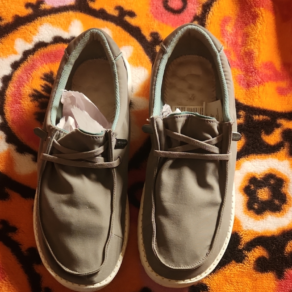 Hey Dude Teal Casual Shoes Size 9 Gray